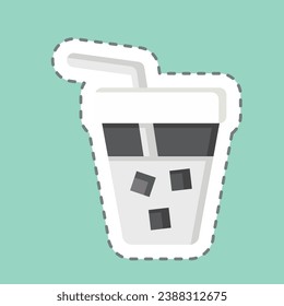 Sticker line cut Iced Coffee. related to Coffee symbol. simple design editable. simple illustration