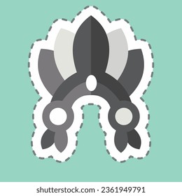 Sticker line cut Indian Red Crown. related to Indigenous People symbol. simple design editable. simple illustration