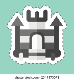 Sticker line cut Inflatable Castle. related to Amusement Park symbol. glyph style. simple design editable. simple illustration