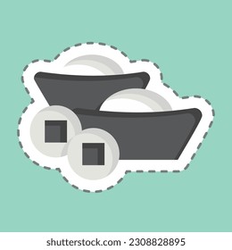 Sticker line cut Ingot. related to Chinese New Year symbol. simple design editable