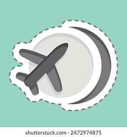 Sticker line cut International Flight. related to Airport symbol. simple design illustration