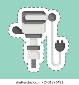 Sticker line cut Jack Hammer. related to Construction symbol. simple design editable. simple illustration