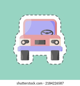 Sticker line cut Jeep. suitable for education symbol. simple design editable. design template vector. simple illustration