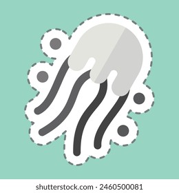 Sticker line cut Jelly Fish. related to Seafood symbol. simple design illustration
