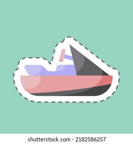 Sticker line cut Jet Ski. suitable for Education symbol. simple design editable. design template vector. simple illustration