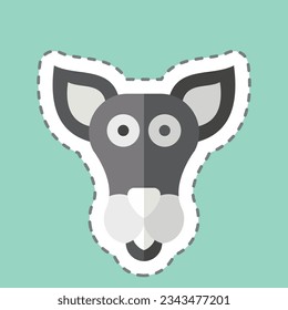 Sticker line cut Kangaroo. related to Animal symbol. simple design editable. simple illustration