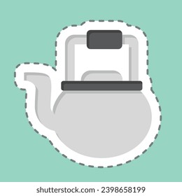 Sticker line cut Kettle. related to Cooking symbol. simple design editable. simple illustration
