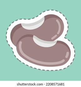 Sticker line cut Kidney Beans. suitable for Nuts symbol. simple design editable. design template vector. simple illustration