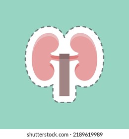 Aufkleber Linie schneiden Kidney. geeignet für Bildungs-Symbol. einfaches Design bearbeitbar. Designvorlage, Vektor. einfache Abbildung