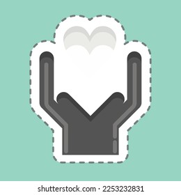 Sticker line cut Kind. related to Volunteering symbol. Help and support. friendship