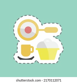 Corte de la línea de pegatinas Kitchen Set. adecuado para el símbolo comunitario. diseño simple editable. vector de plantilla de diseño. ilustración de símbolo simple