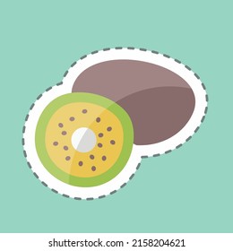 Sticker line cut Kiwi. suitable for Fruits and Vegetables symbol. simple design editable. design template vector. simple symbol illustration