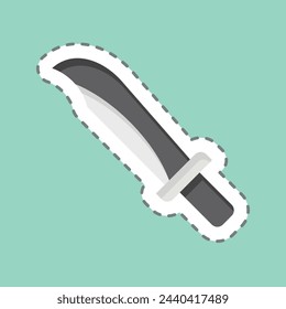 Sticker line cut Knife. related to Military And Army symbol. simple design illustration