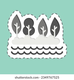 Sticker line cut Lake. related to Alaska symbol. simple design editable. simple illustration