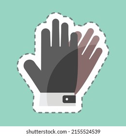 Sticker line cut Leather Gloves. suitable for men accessories symbol. simple design editable. design template vector. simple symbol illustration