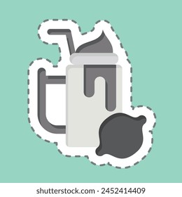 Sticker line cut Lemon. related to Healthy Food symbol. simple design illustration