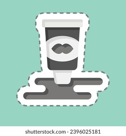 Sticker line cut Lip Gloss. related to Cosmetic symbol. simple design editable. simple illustration