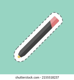 Sticker line cut Lip pencils. suitable for beauty care symbol. simple design editable. design template vector. simple symbol illustration