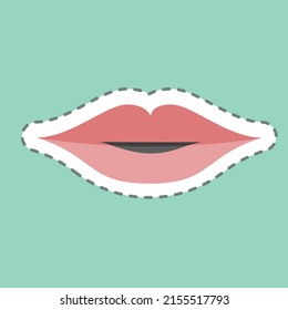 Lips de corte de línea adhesiva. adecuado para el símbolo de belleza. diseño simple editable. vector de plantilla de diseño. ilustración de símbolo simple