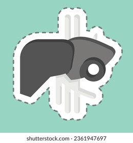 Sticker line cut Liver. related to Body Ache symbol. simple design editable. simple illustration