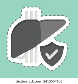 Cortar la línea adhesiva Resuelva del hígado. relacionado con el símbolo hepatólogo. diseño simple editable. ilustración simple