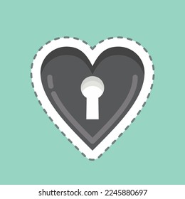 La línea de pegatinas cortó el Corazón de bloqueo. relacionado con el símbolo de San Valentín. diseño simple editable. ilustración simple
