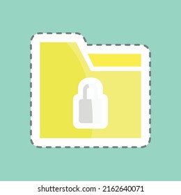 Sticker line cut Locked Folder. suitable for User Interface symbol. simple design editable. design template vector. simple symbol illustration