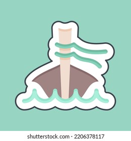 Sticker line cut Long Tail Boat. related to Thailand symbol. simple design editable. simple illustration. simple vector icons. World Travel tourism. Thai