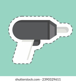 Sticker line cut Machine Drill. related to Carpentry symbol. simple design editable. simple illustration