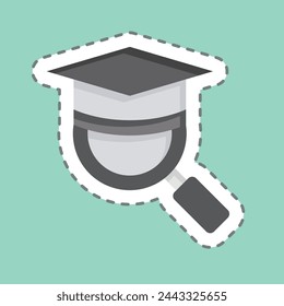 Sticker line cut Magnify Mortar Board. related to Learning symbol. simple design illustration