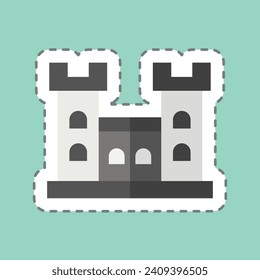 Sticker line cut Malahide Castle. related to Ireland symbol. simple design editable. simple illustration