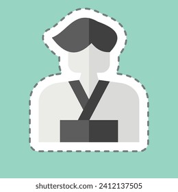 Sticker line cut Man. related to Sakura Festival symbol. simple design editable. simple illustration
