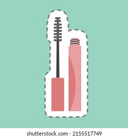 Sticker line cut Mascara. suitable for beauty care symbol. simple design editable. design template vector. simple symbol illustration