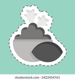 Aufkleber Linie geschnitten Mashed Potato. in Bezug auf das Vegan-Symbol. einfaches Design bearbeitbar. einfache Abbildung