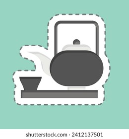 Sticker line cut Matcha. related to Sakura Festival symbol. simple design editable. simple illustration