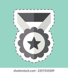 Sticker line cut Medal 2. related to Award symbol. simple design editable. simple illustration