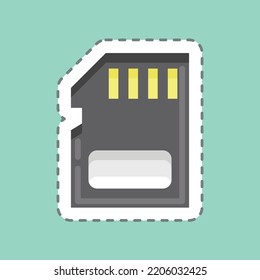 Tarjeta de memoria de corte de línea adhesiva. adecuado para el símbolo Componentes del equipo. diseño simple editable. vector de plantilla de diseño. ilustración simple