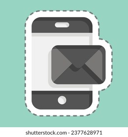 Sticker line cut Message. related to Communication symbol. Communication. simple design editable. simple illustration