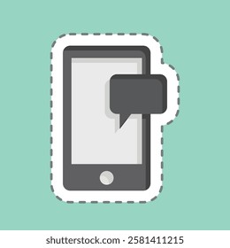 Sticker line cut Mobile Chat. related to Hobbies symbol. design editable
