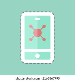 Sticker line cut Mobile Marketing. suitable for Education symbol. simple design editable. design template vector. simple symbol illustration