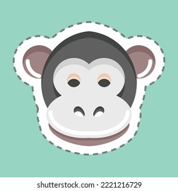 Sticker line cut Monkey. related to Animal Head symbol. simple design editable. simple illustration. cute. education
