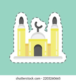 Sticker line cut Mosque. suitable for education symbol. simple design editable. design template vector. simple illustration