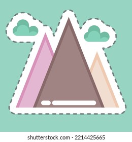 Corta la línea de pegatinas en la montaña. adecuado para el símbolo de verano. diseño simple editable. vector de plantilla de diseño. ilustración simple