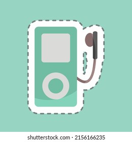 Sticker line cut Mp3 Player. suitable for music symbol. color mate style. simple design editable. design template vector. simple symbol illustration