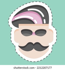 La línea adhesiva cortó Mustache. adecuado para el símbolo Barbershop. diseño simple editable. vector de plantilla de diseño. ilustración simple