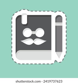 Sticker line cut Notebook. related to Hipster symbol. simple design editable. simple illustration