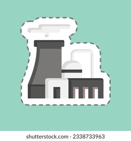 Sticker line cut Nuclear Plant. related to Nuclear symbol. simple design editable. simple illustration