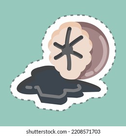Sticker line cut Nutmeg. suitable for Nuts symbol. simple design editable. design template vector. simple illustration