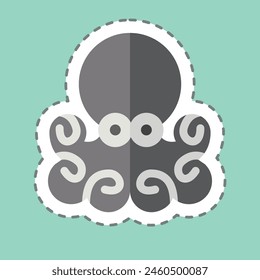 Sticker line cut Octopus. related to Seafood symbol. simple design illustration
