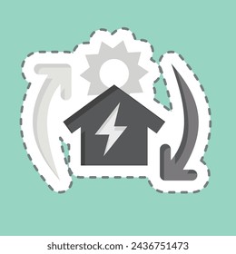 Sticker line cut Off the Grid. related to Solar Panel symbol. simple design illustration.